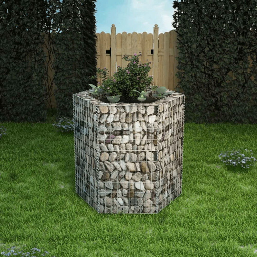 vidaXL Hexagonal planteringsgabion upphöjd 100x90x100 cm