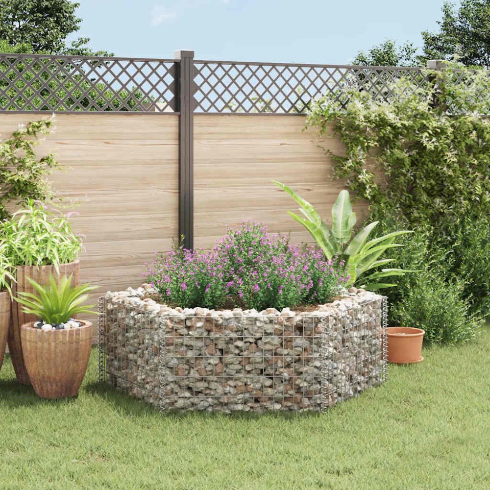 vidaXL Hexagonal planteringsgabion upphöjd 160x140x50 cm