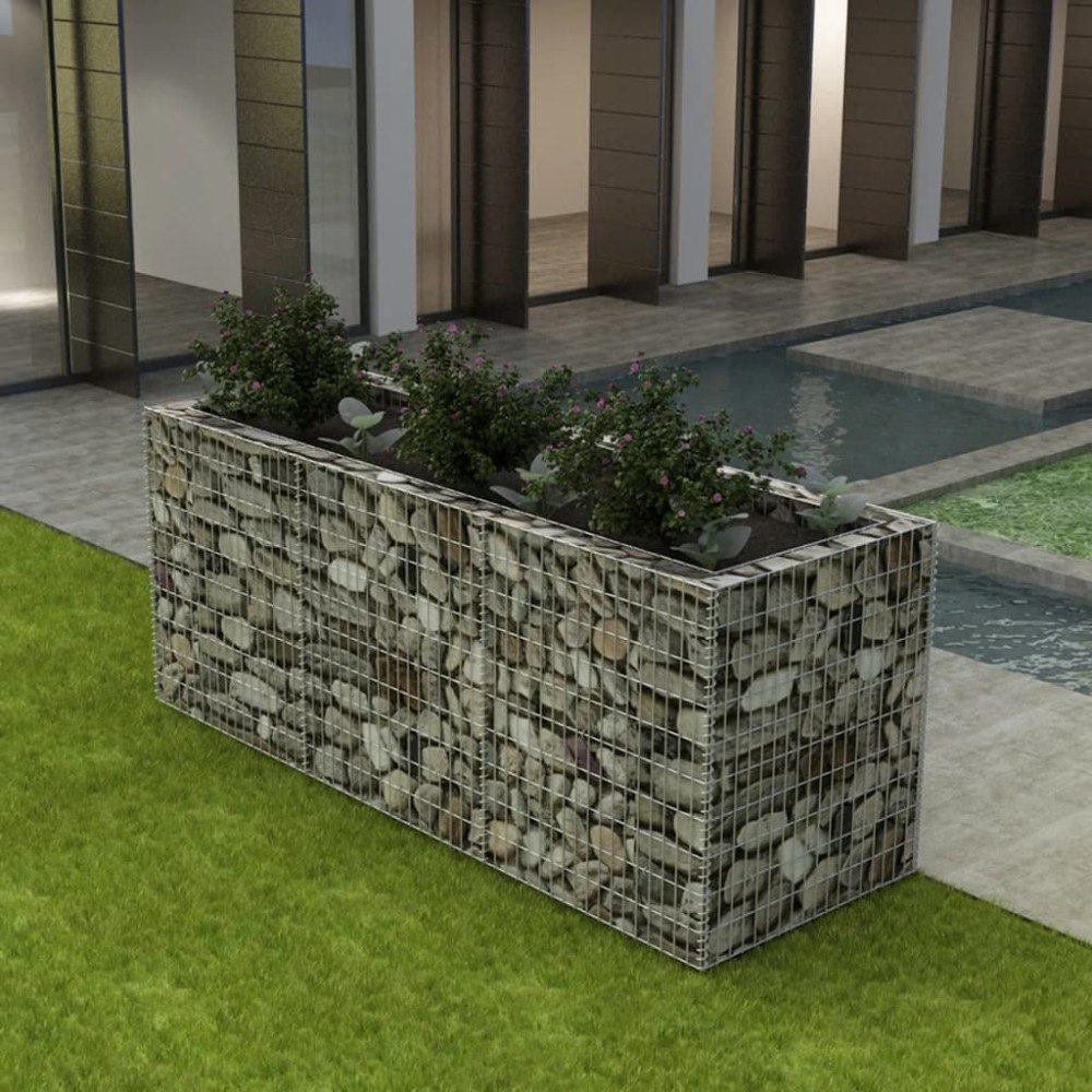 vidaXL Planteringsgabion upphöjd stål 270x90x100 cm