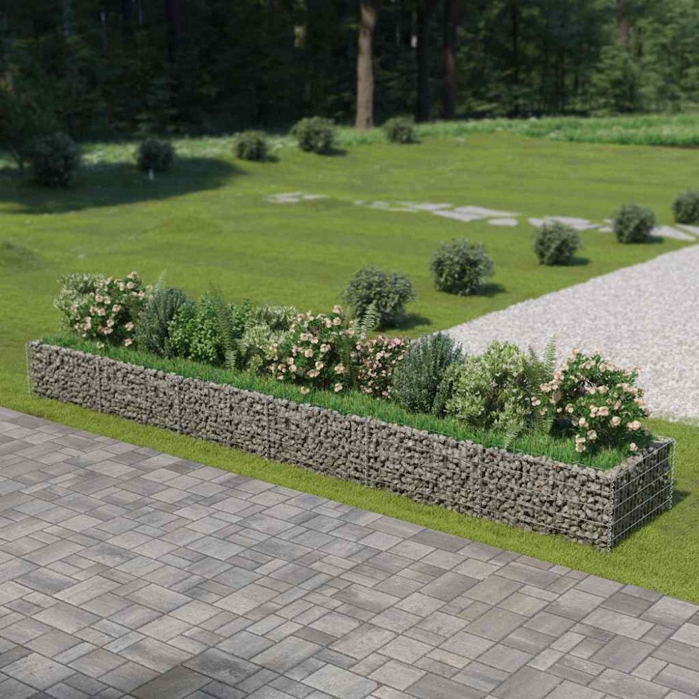 vidaXL Planteringsgabion upphöjd galvaniserat stål 540x90x50 cm
