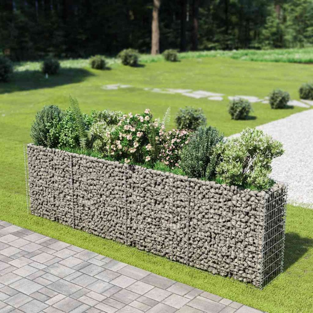 vidaXL Planteringsgabion upphöjd galvaniserat stål 360x50x100 cm