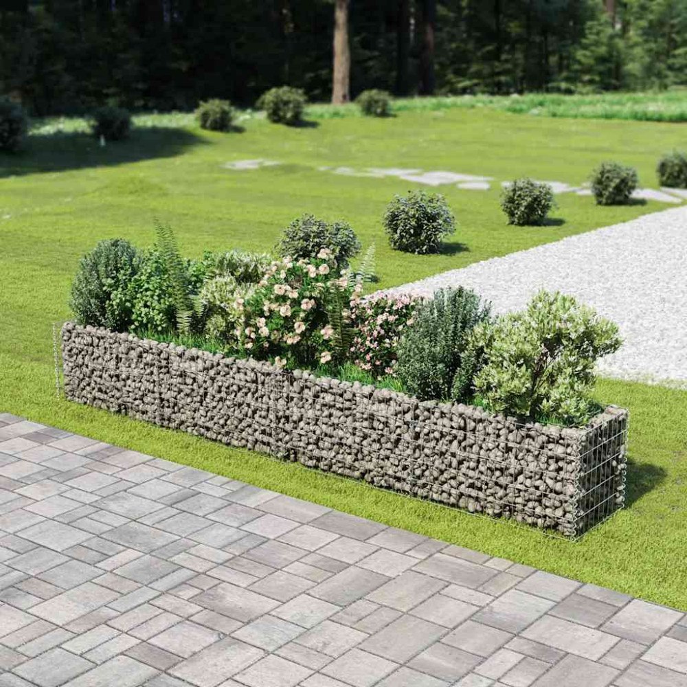 vidaXL Planteringsgabion upphöjd galvaniserat stål 360x50x50 cm