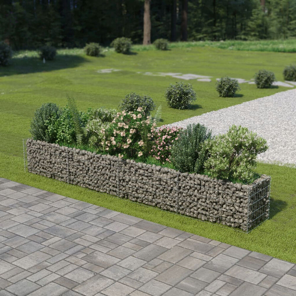 vidaXL Planteringsgabion upphöjd galvaniserat stål 360x50x50 cm