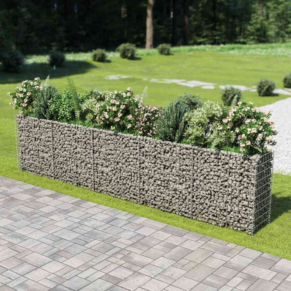 vidaXL Planteringsgabion upphöjd galvaniserat stål 450x50x100 cm