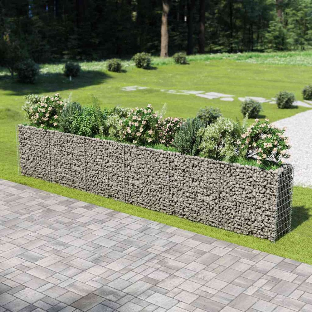 vidaXL Planteringsgabion upphöjd galvaniserat stål 540x50x100 cm