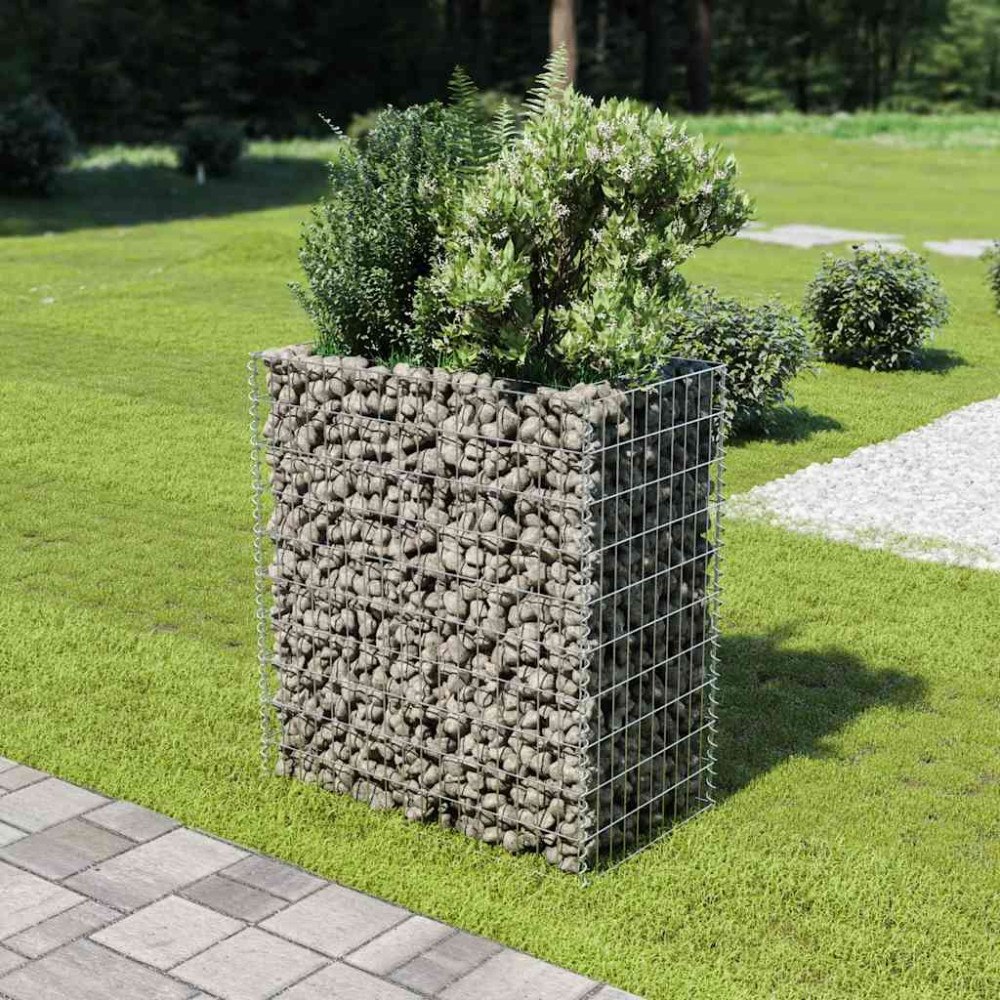 vidaXL Planteringsgabion upphöjd galvaniserat stål 90x50x100 cm