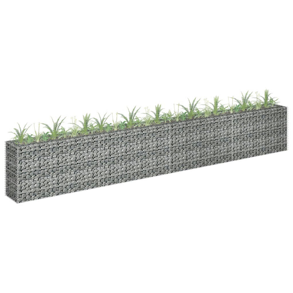 vidaXL Planteringsgabion upphöjd galvaniserat stål 360x30x60 cm