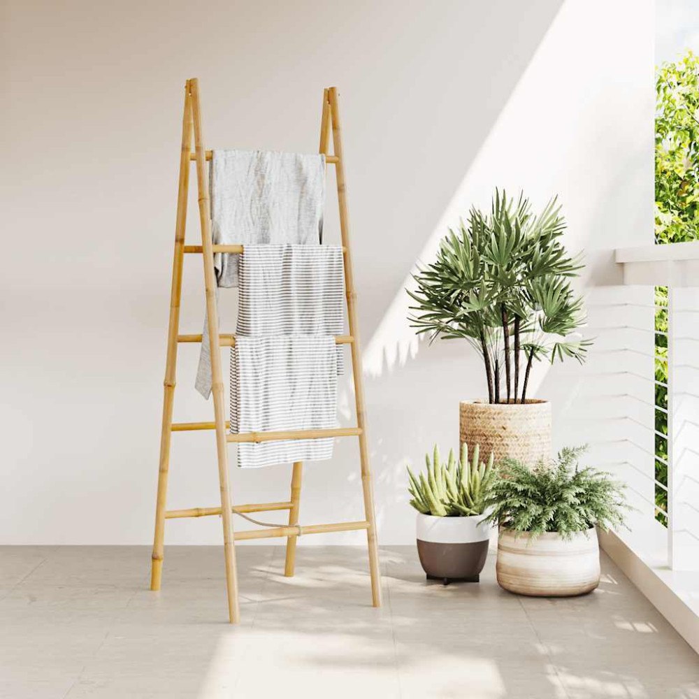 vidaXL Dubbel handduksstege med 5 pinnar bambu 50x160 cm