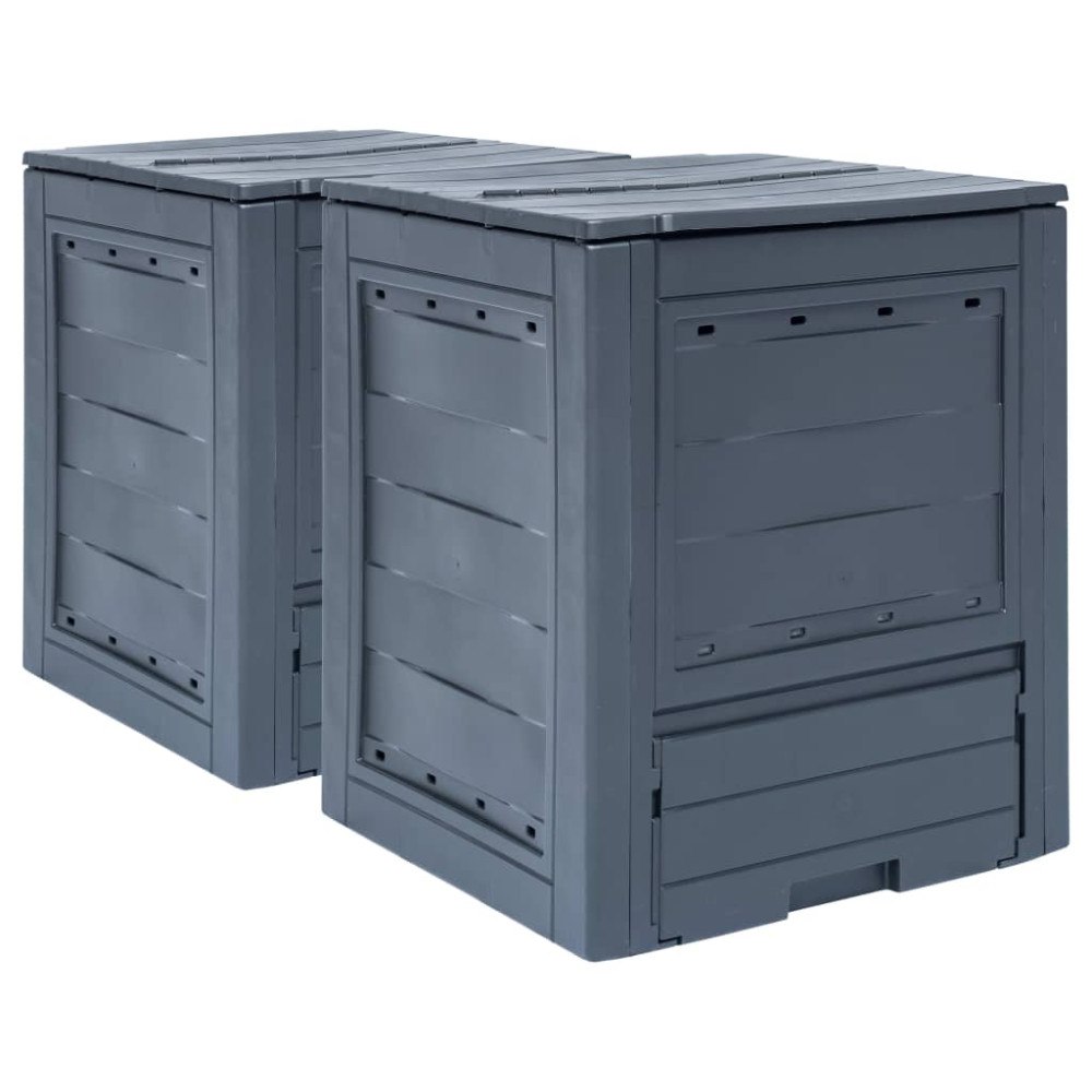 vidaXL Trädgårdskompost 2 st grå 60x60x73 cm 520 L