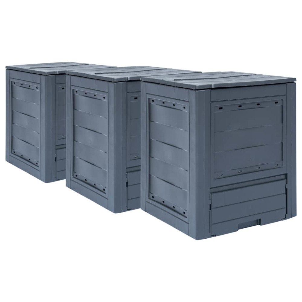 vidaXL Trädgårdskompost 3 st grå 60x60x73 cm 780 L