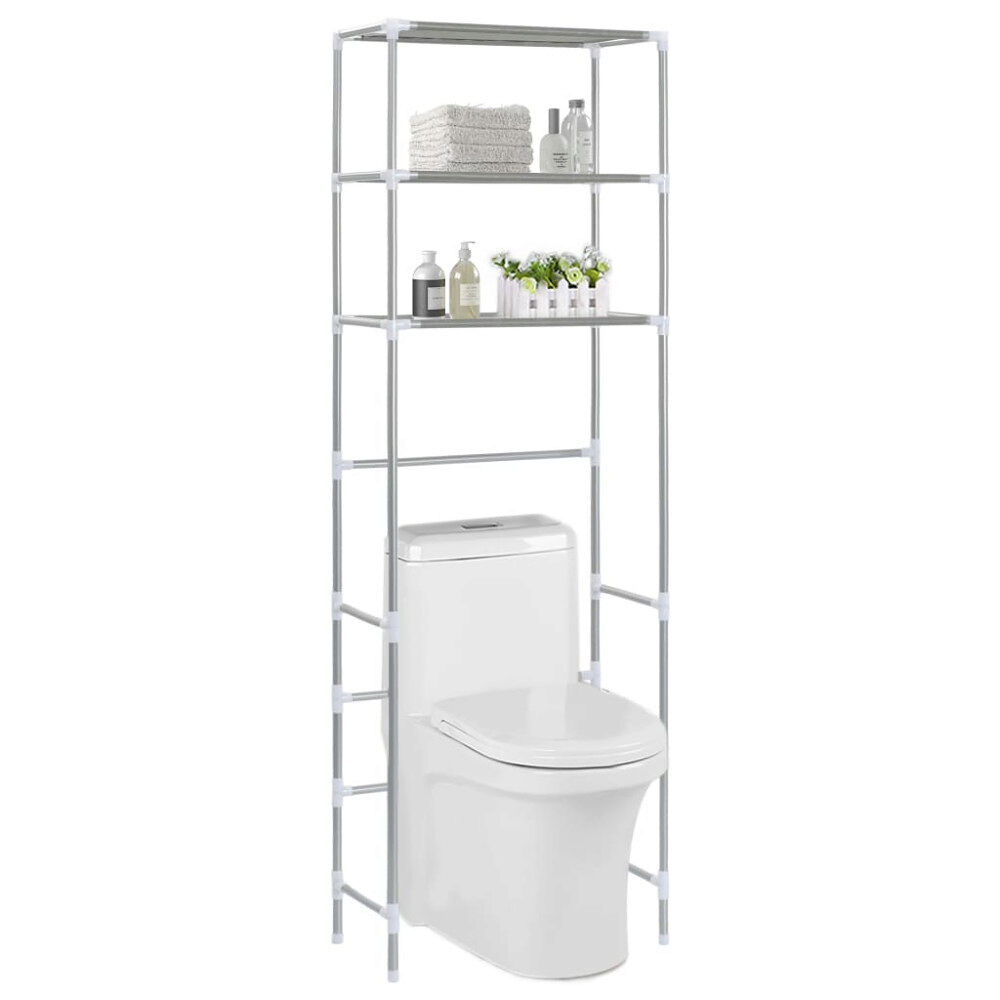 vidaXL Toaletthylla med 3 hyllplan silver 53x28x169 cm