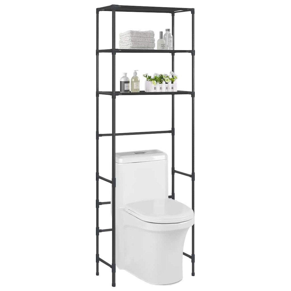 vidaXL Toaletthylla med 3 hyllplan svart 53x28x169 cm