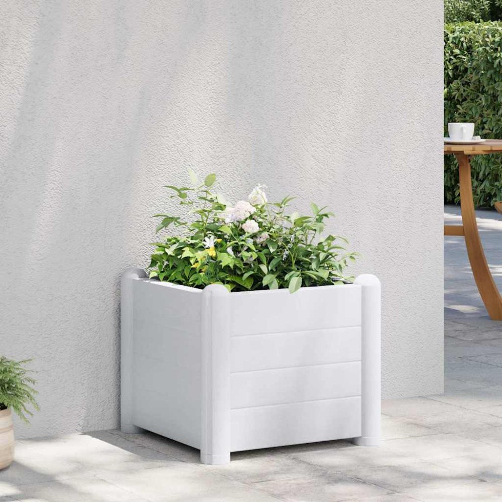vidaXL Upphöjd odlingslåda PP vit 43x43x35 cm