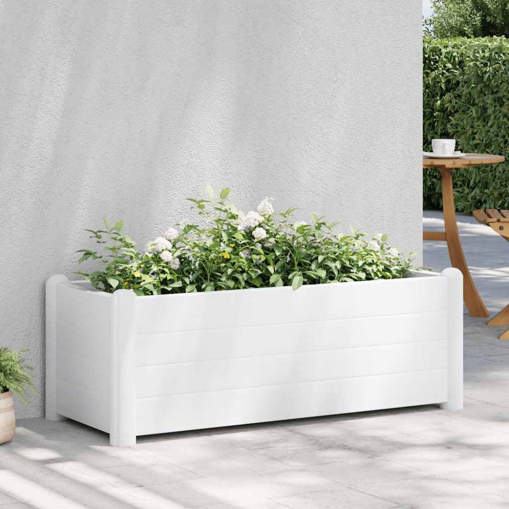 vidaXL Upphöjd odlingslåda PP vit 100x43x35 cm