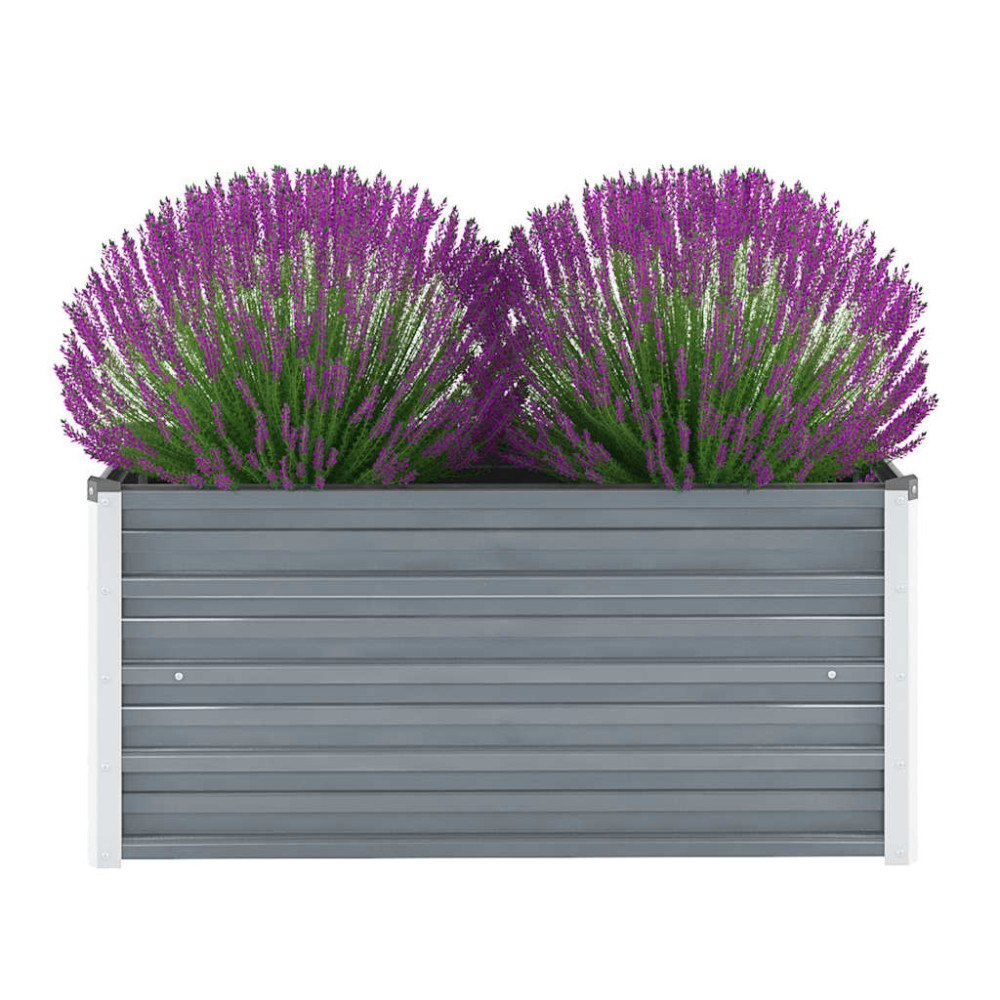 vidaXL Odlingslåda upphöjd galvaniserat stål 100x40x45 cm grå