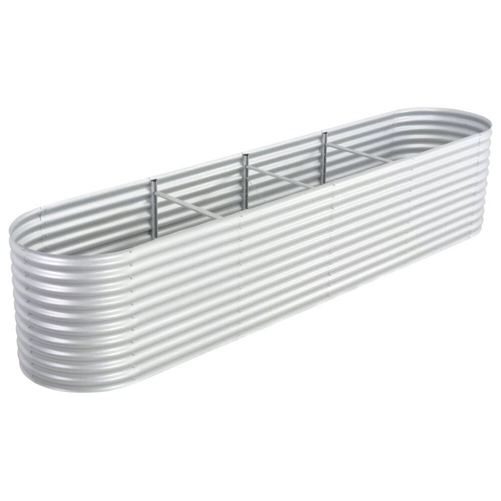 vidaXL Odlingslåda upphöjd galvaniserat stål 400x80x81 cm silver