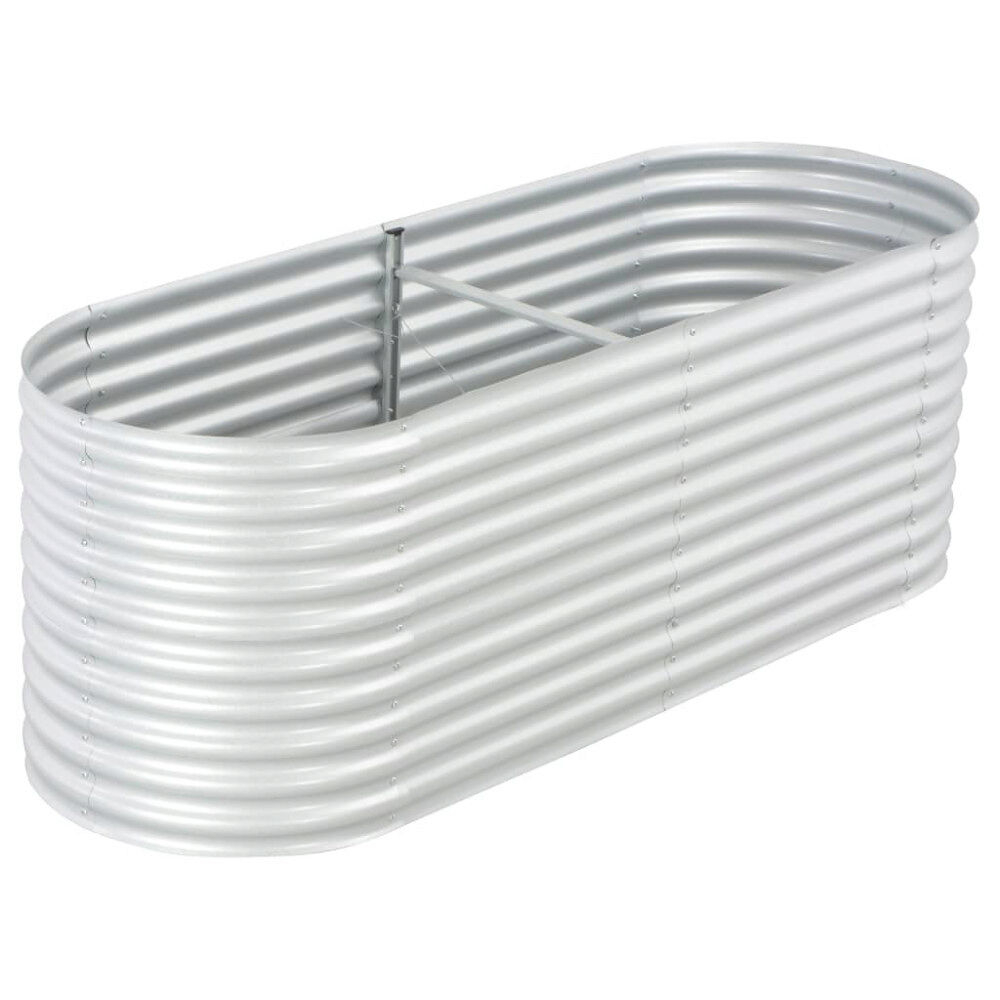 vidaXL Odlingslåda upphöjd galvaniserat stål 240x80x81 cm silver