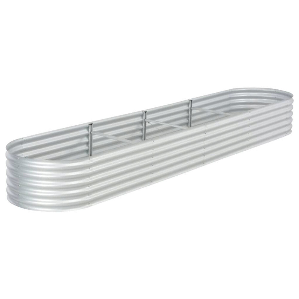 vidaXL Odlingslåda upphöjd galvaniserat stål 400x80x44 cm silver