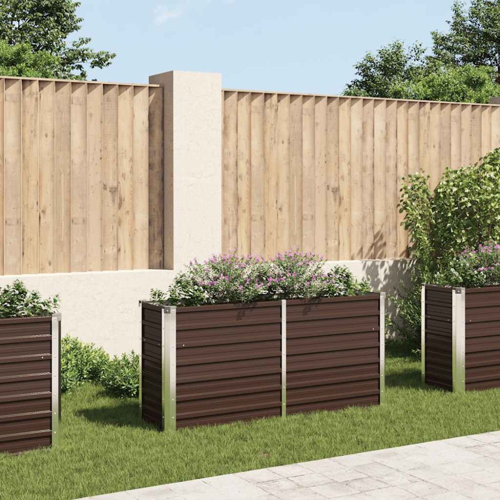 vidaXL Odlingslåda upphöjd brun 160x40x77 cm galvaniserat stål