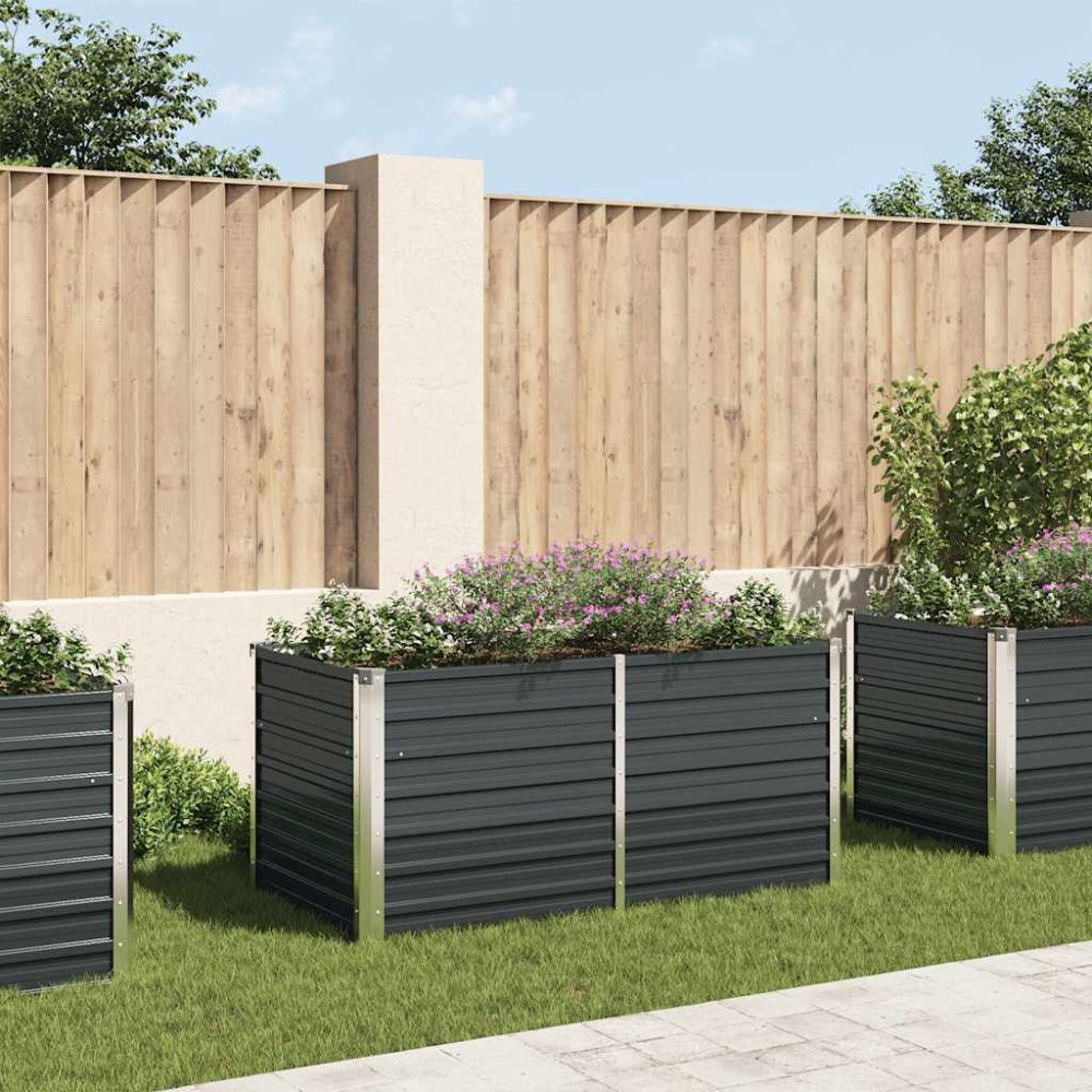 vidaXL Upphöjd odlingslåda antracit 160x80x77 cm galvaniserat stål