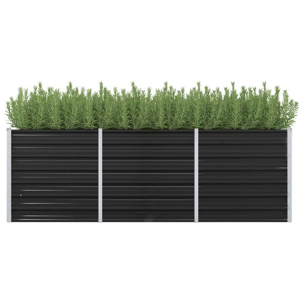 vidaXL Odlingslåda upphöjd antracit 240x80x77 cm galvaniserat stål