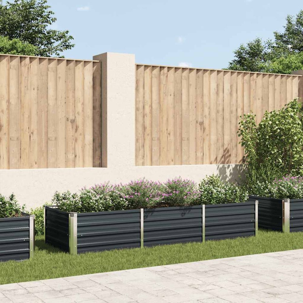 vidaXL Odlingslåda upphöjd antracit 240x80x45 cm galvaniserat stål