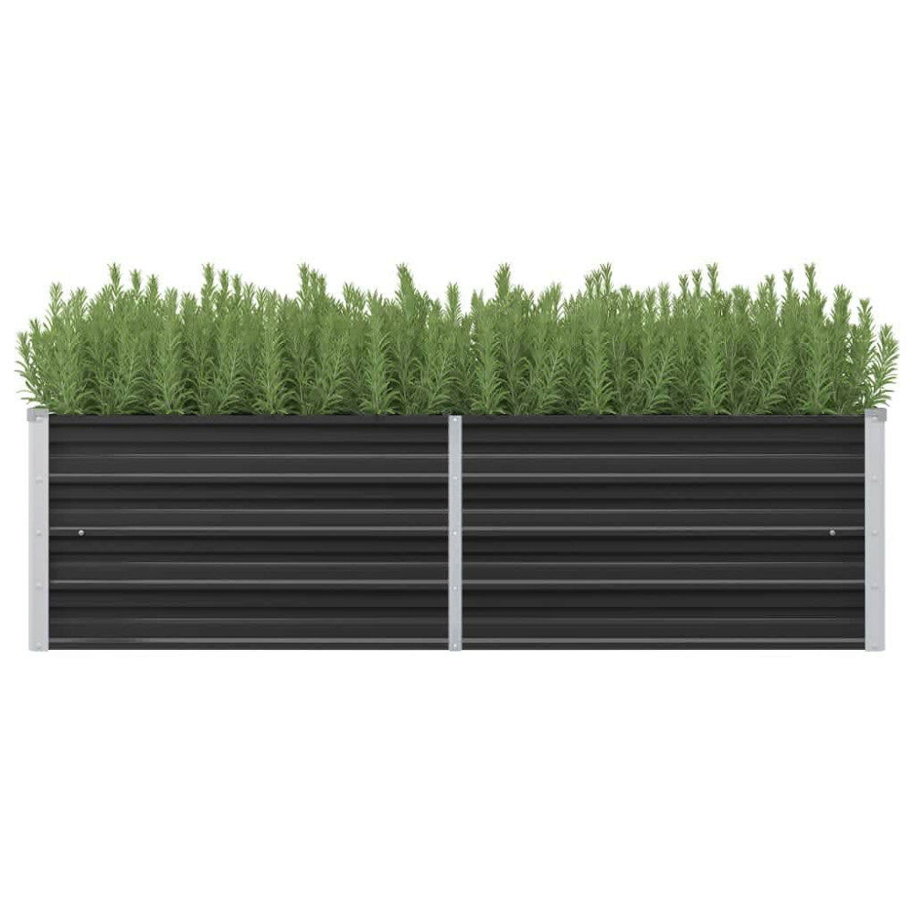vidaXL Odlingslåda upphöjd antracit 160x40x45 cm galvaniserat stål