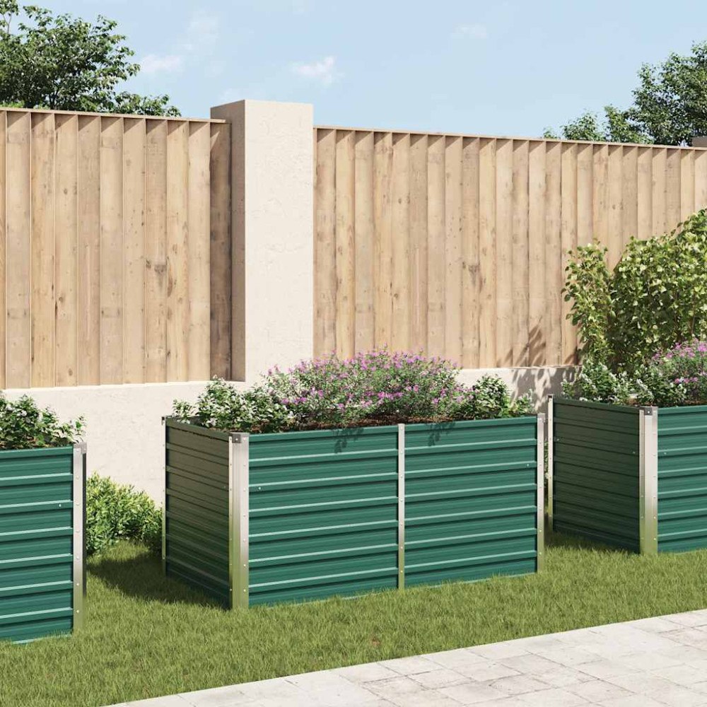 vidaXL Odlingslåda 160x80x77 cm galvaniserat stål grön