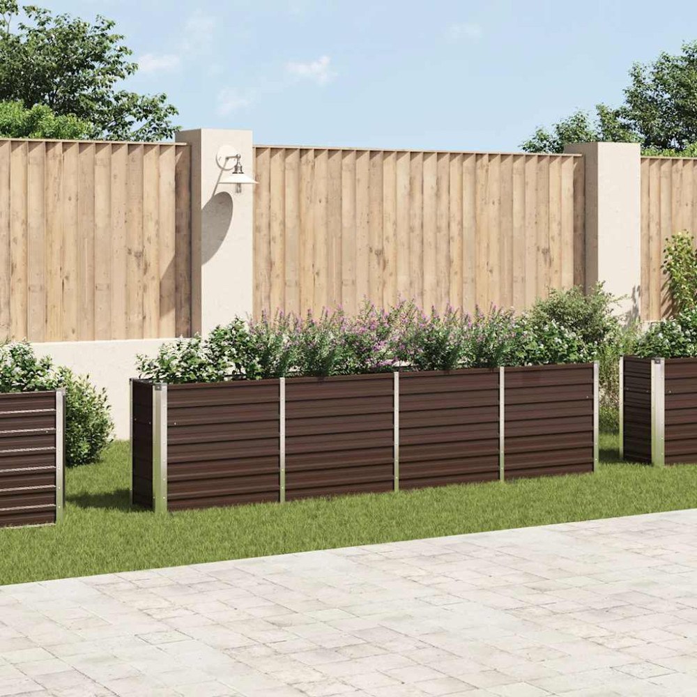 vidaXL Odlingslåda 320x40x77 cm galvaniserat stål brun