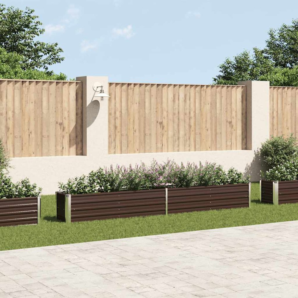 vidaXL Odlingslåda upphöjd galvaniserat stål 320x40x45 cm brun