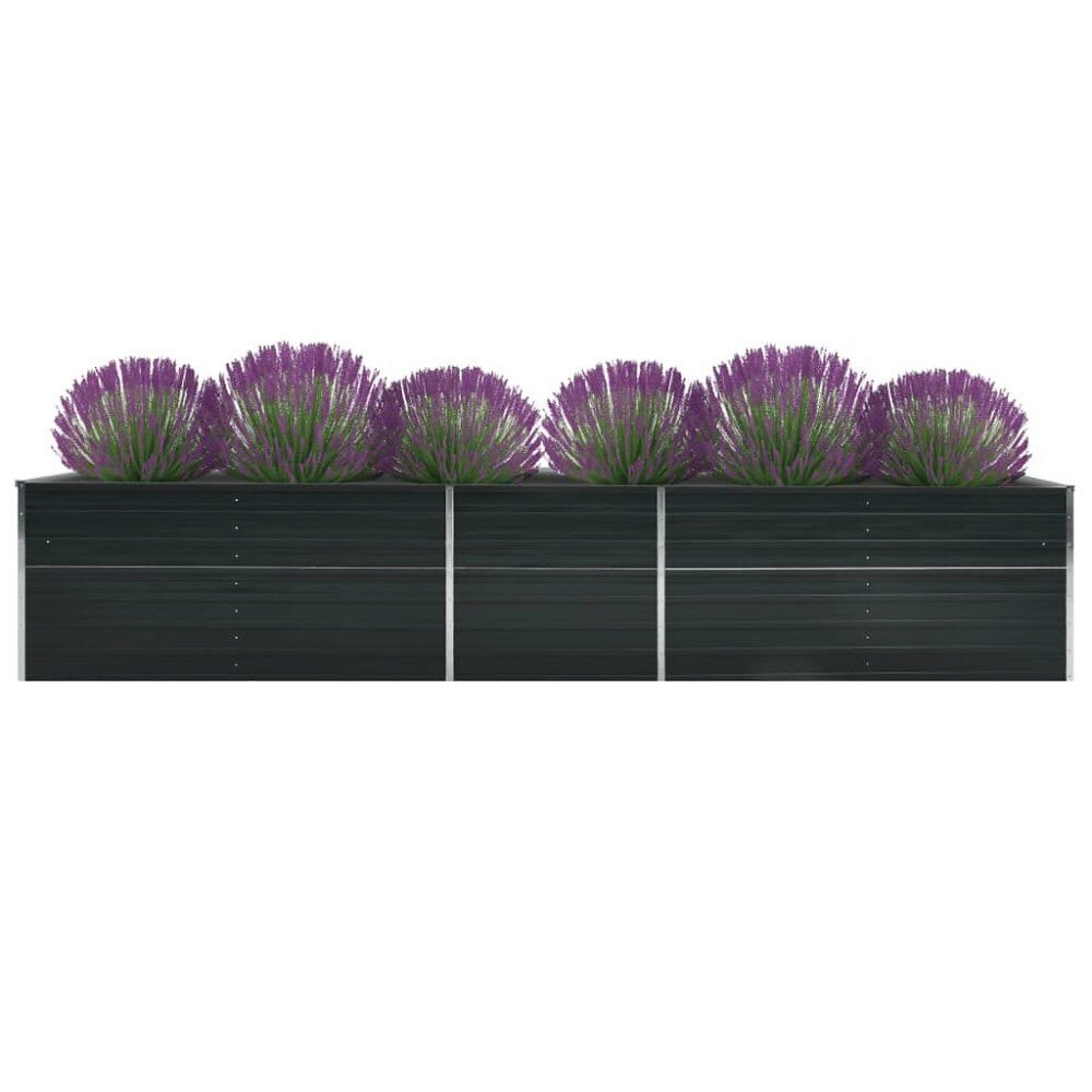 vidaXL Odlingslåda upphöjd galvaniserat stål 400x80x45 cm antracit