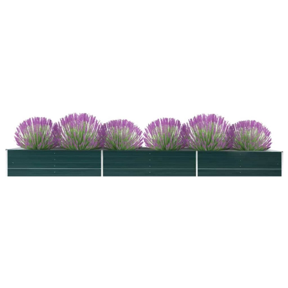 vidaXL Odlingslåda upphöjd galvaniserat stål 480x80x45 cm grön