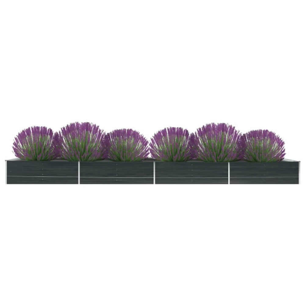 vidaXL Odlingslåda upphöjd galvaniserat stål 600x80x45 cm antracit