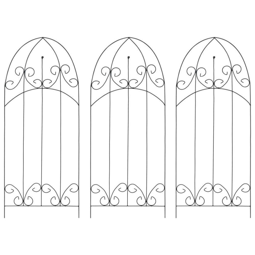 vidaXL Växtstöd 3 st svart 40x100 cm järn