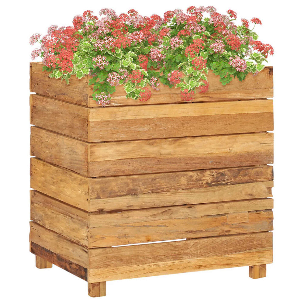 vidaXL Blomlåda upphöjd 50x40x55 cm återvunnet teakträ och stål