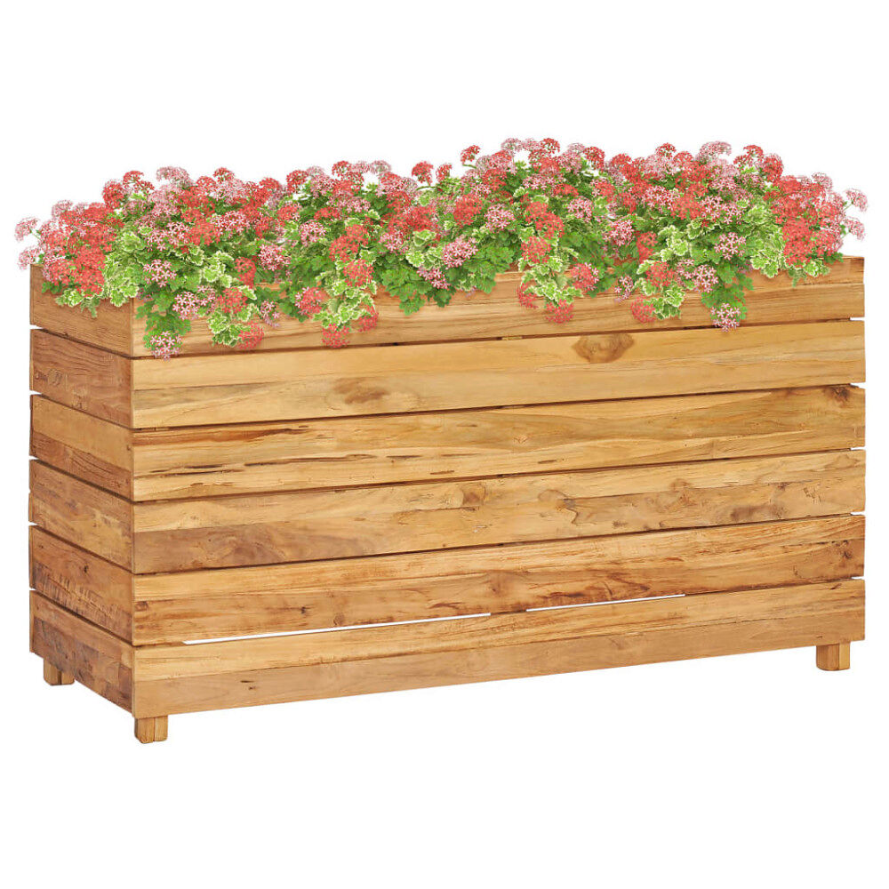vidaXL Blomlåda upphöjd 100x40x55 cm återvunnet teakträ och stål