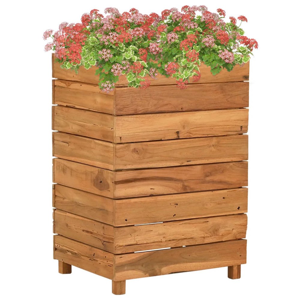 vidaXL Blomlåda upphöjd 50x40x72 cm återvunnet teakträ och stål
