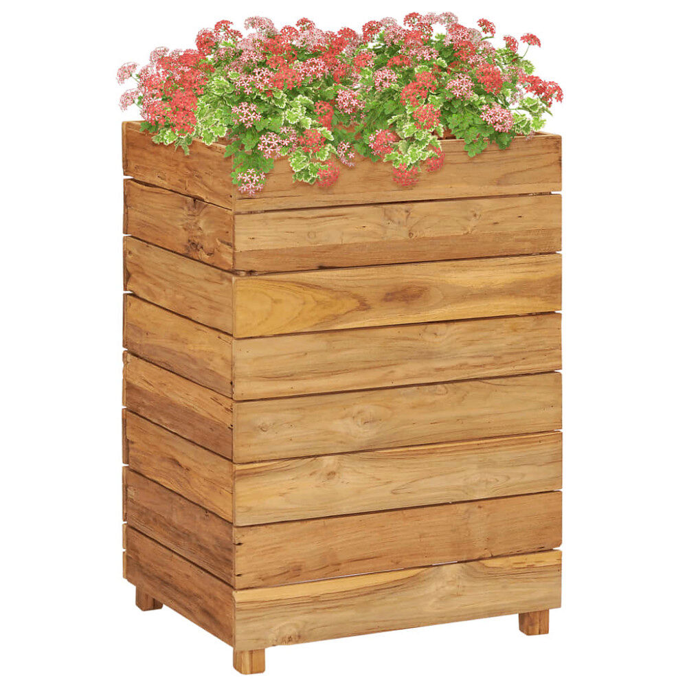 vidaXL Blomlåda upphöjd 50x40x72 cm återvunnet teakträ och stål