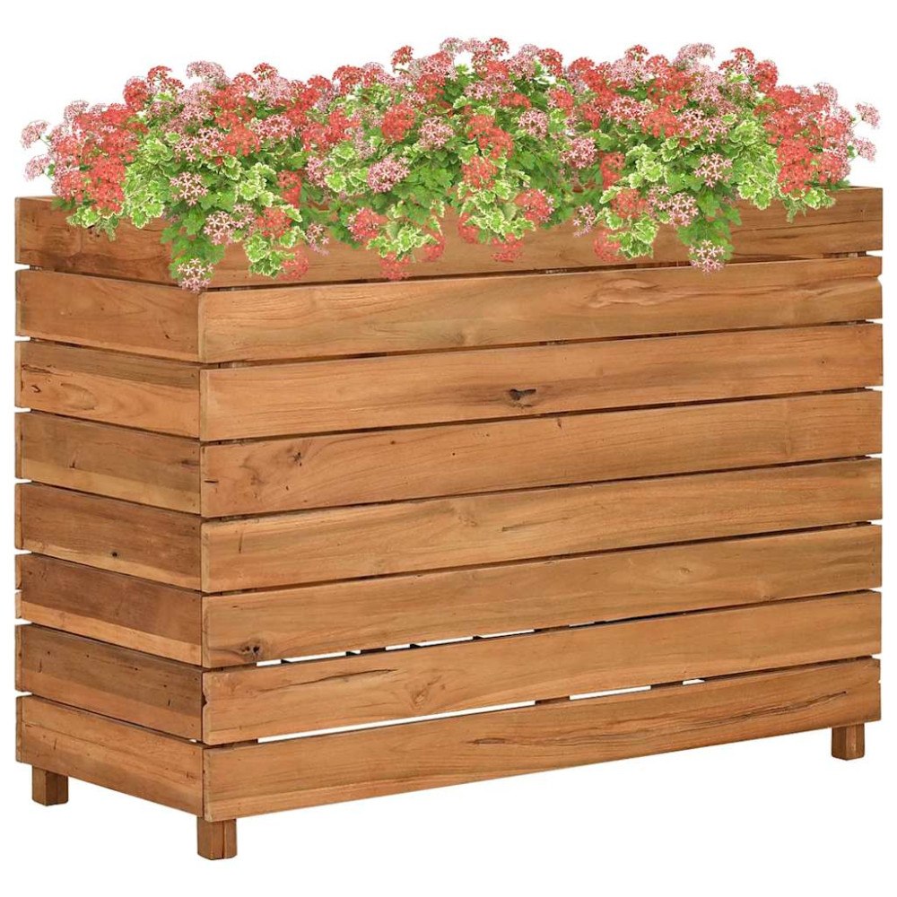 vidaXL Blomlåda upphöjd 100x40x72 cm återvunnet teakträ och stål