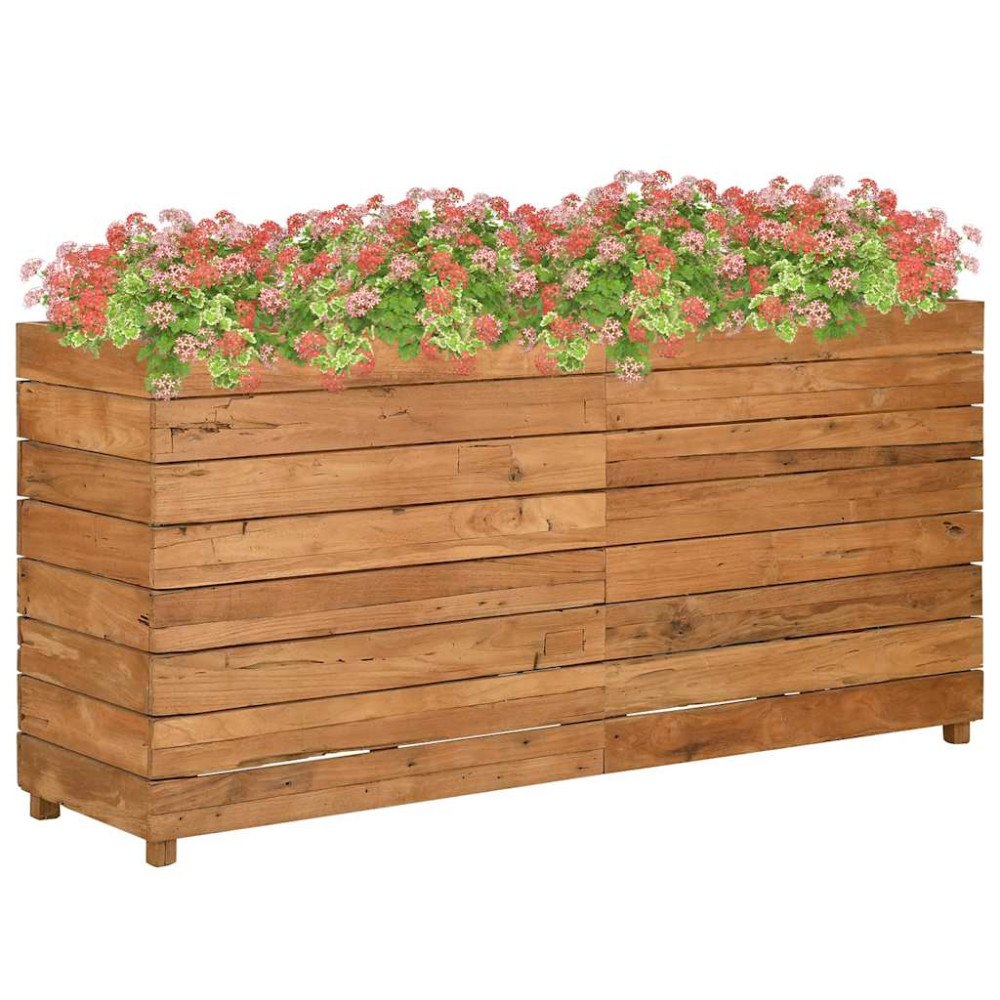vidaXL Blomlåda upphöjd 150x40x72 cm återvunnet teakträ och stål