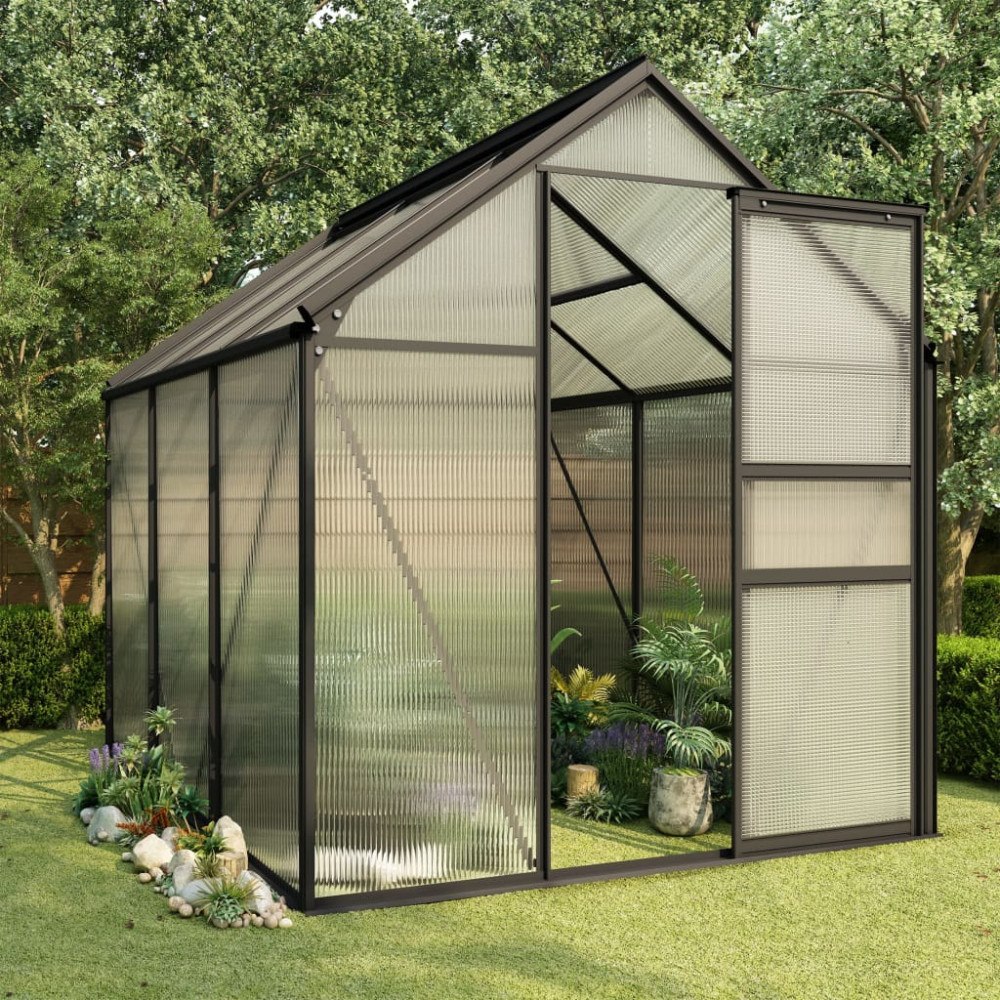 vidaXL Växthus antracit aluminium 3,61 m³
