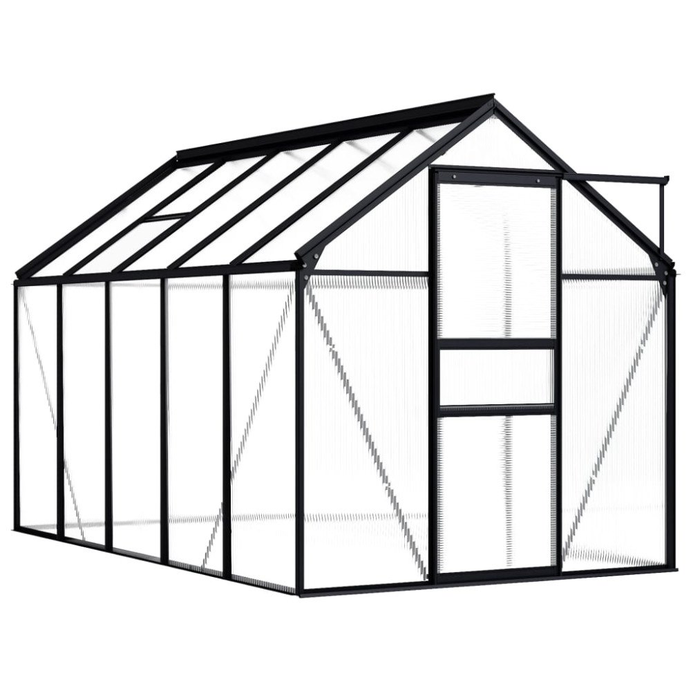 vidaXL Växthus antracit aluminium 5,89 m²