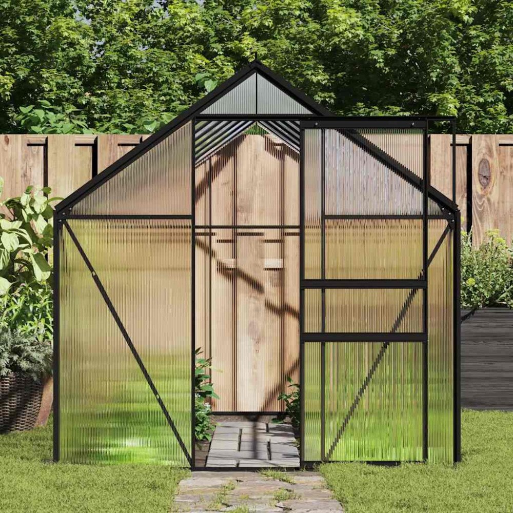 vidaXL Växthus med basram antracit aluminium 8,17 m²