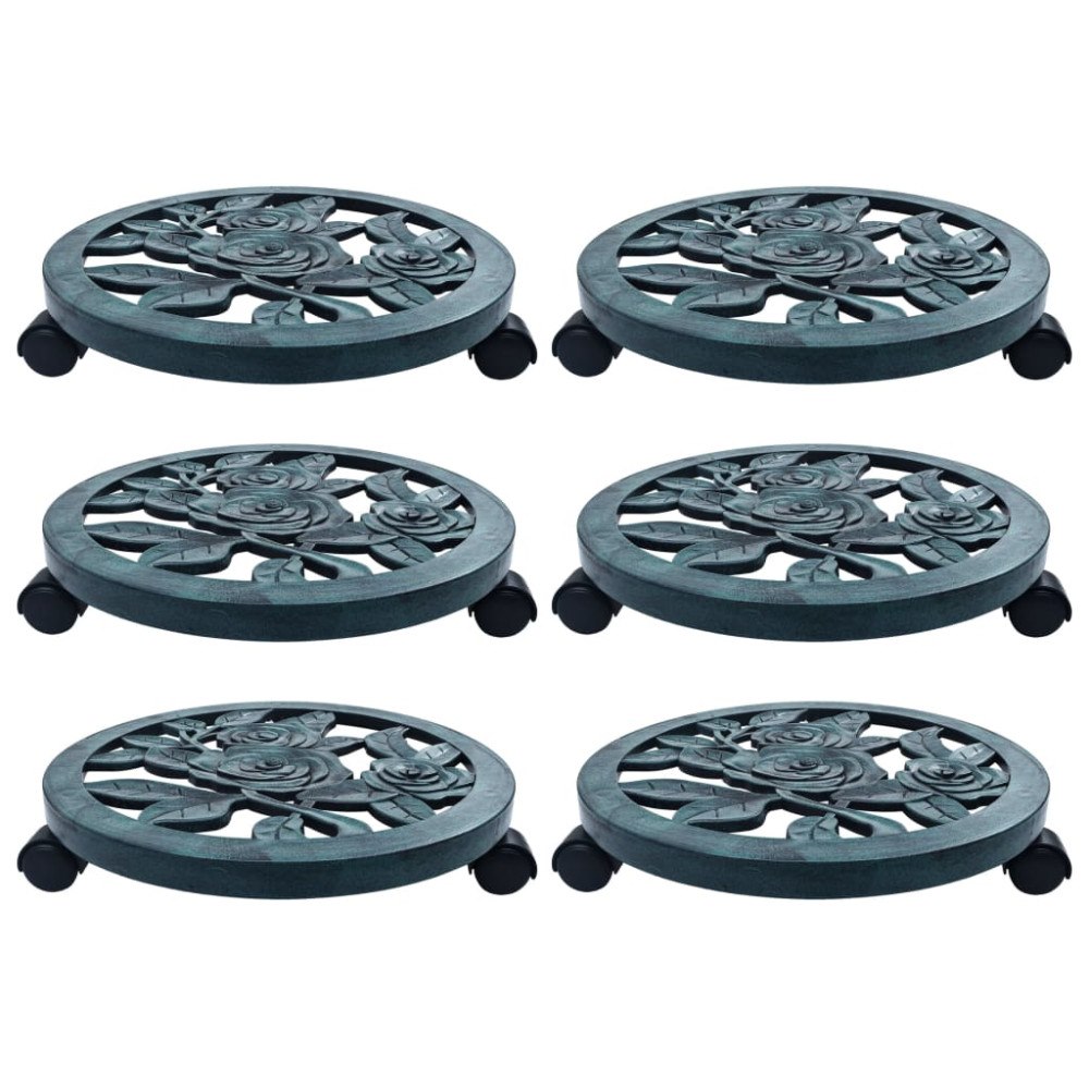 vidaXL Blomvagnar 6 st grön 38 cm plast