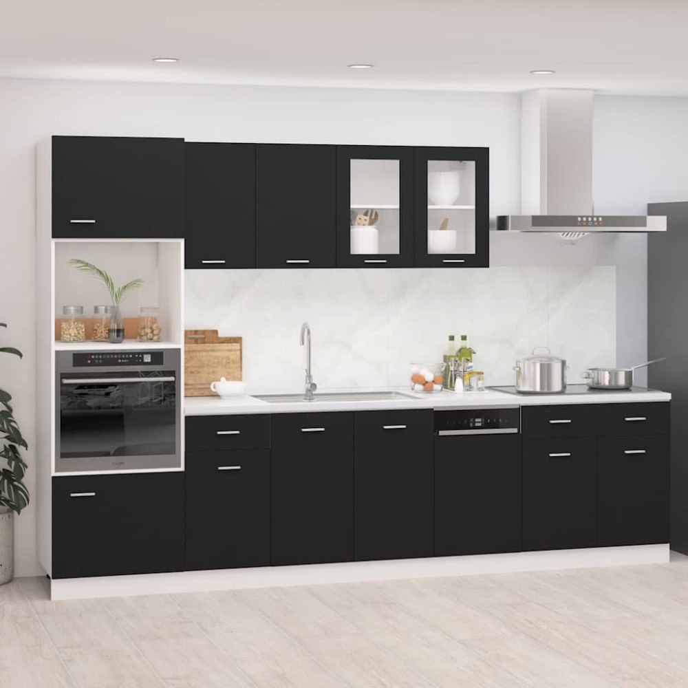 vidaXL Köksskåp set 7 delar Lyon svart konstruerat trä