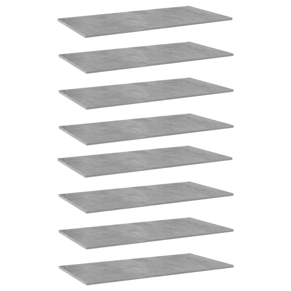 vidaXL Hyllplan 8 st betonggrå 80x30x1,5 cm konstruerat trä