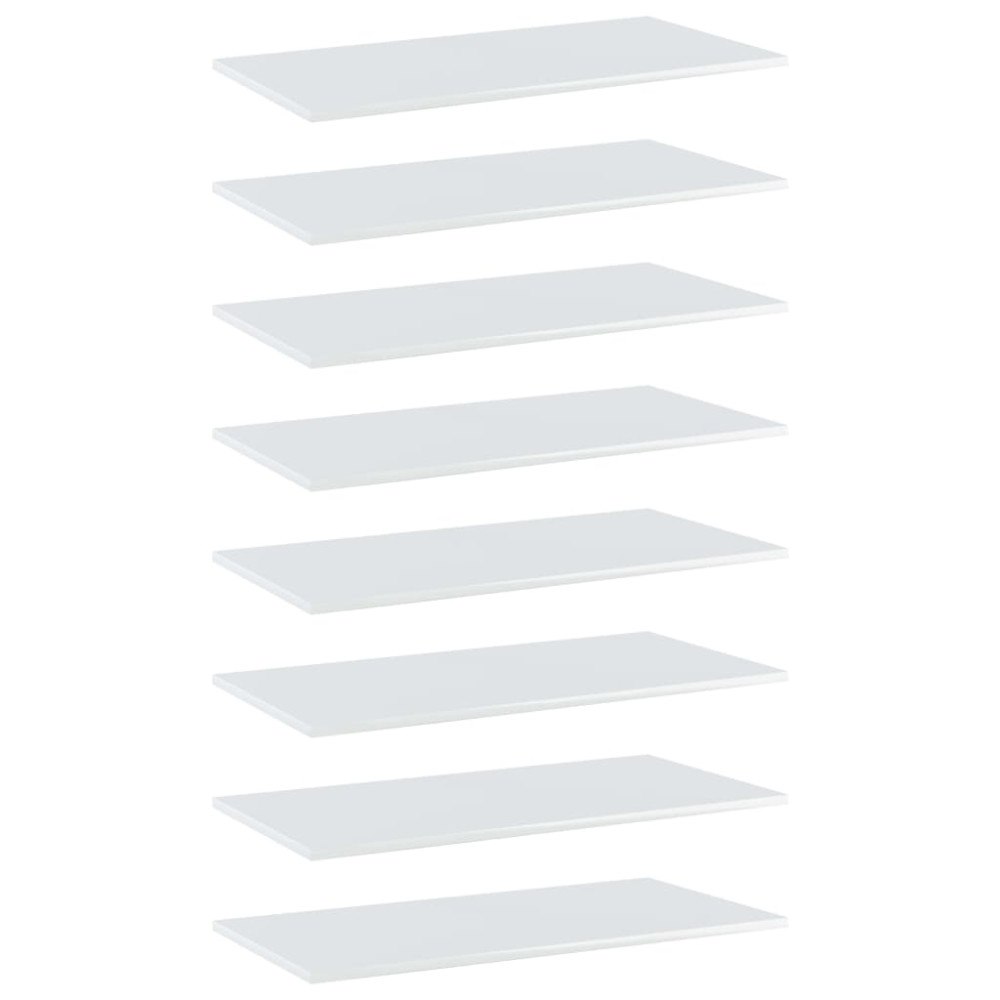 vidaXL Hyllplan 8 st vit högglans 80x40x1,5 cm konstruerat trä