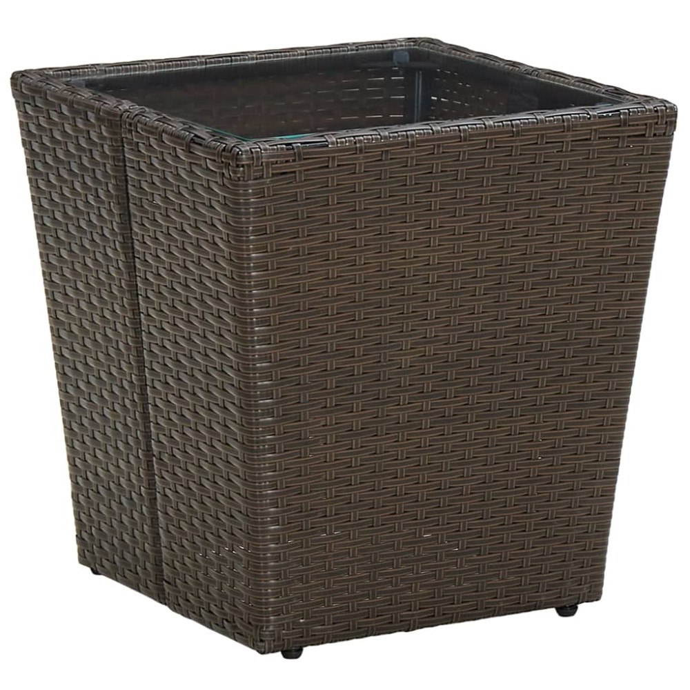 vidaXL Tebord brun 41,5x41,5x44 cm konstrotting och härdat glas