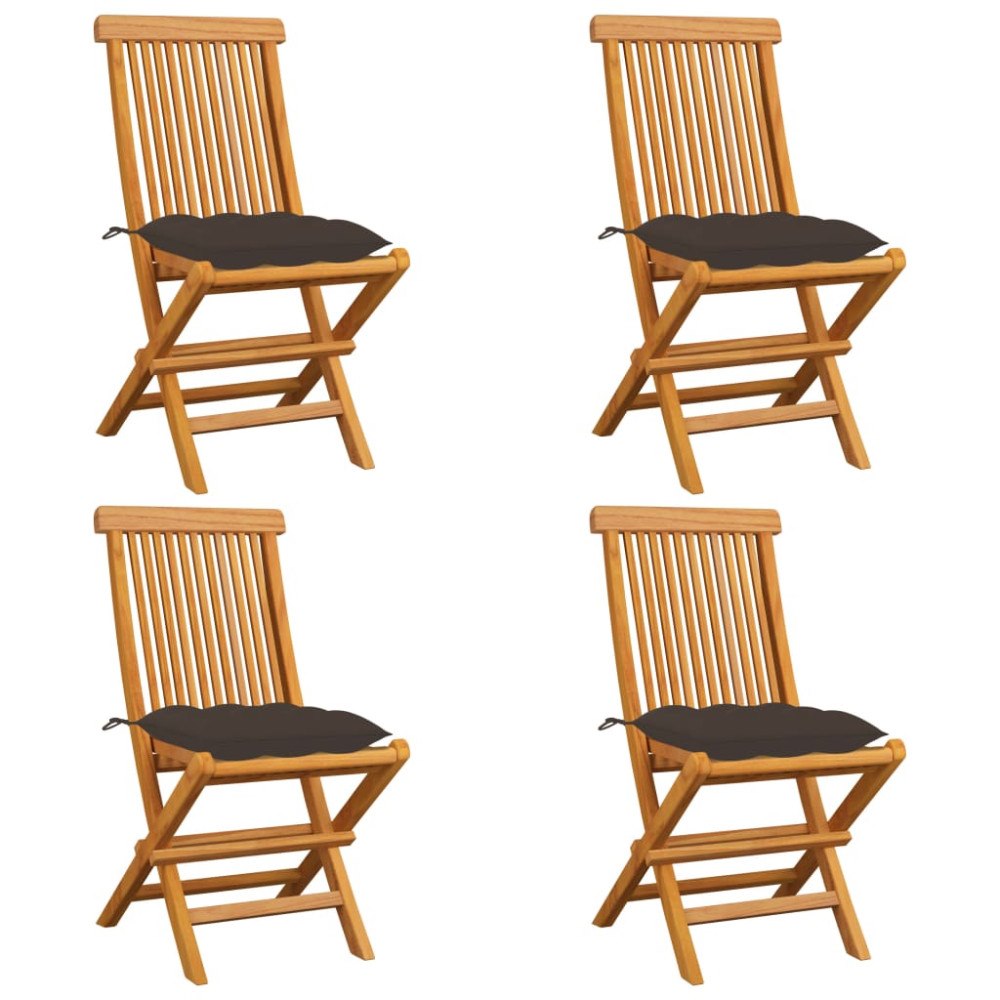 vidaXL Trädgårdsstolar med taupe dynor 4 st massiv teak