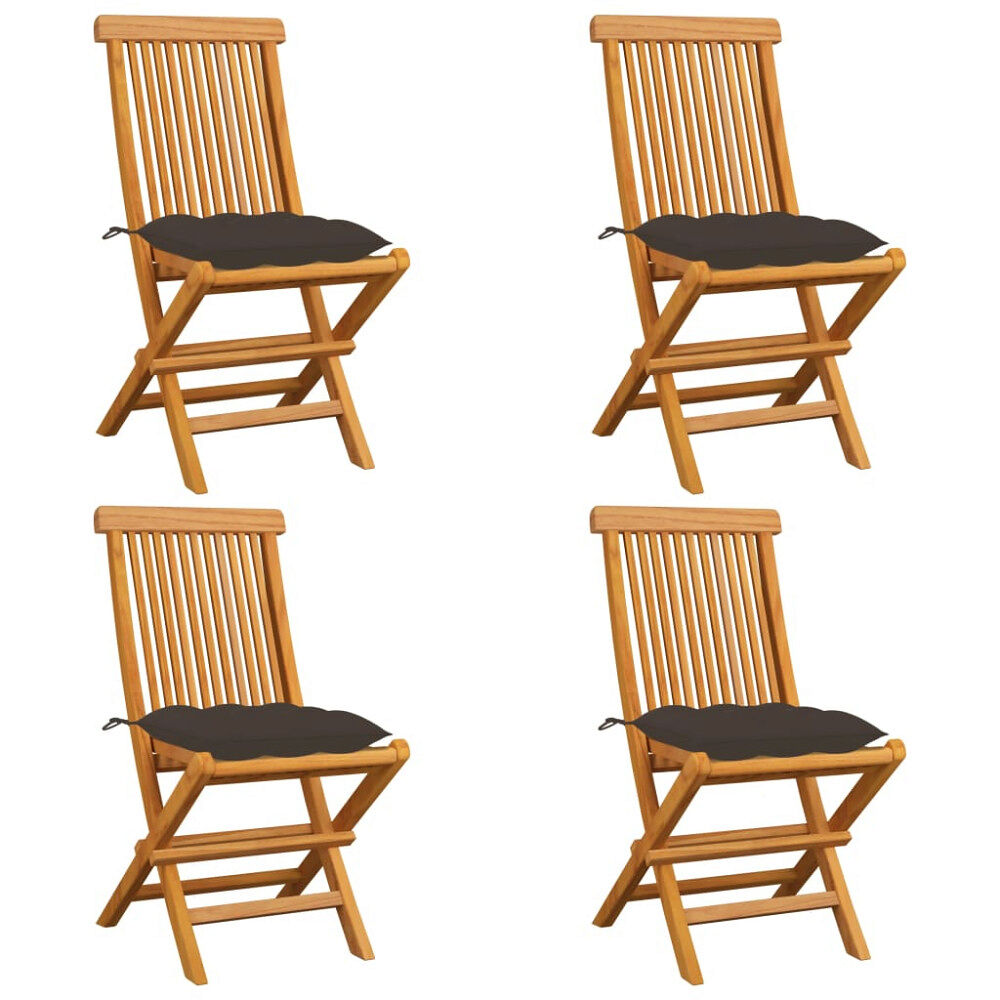 vidaXL Trädgårdsstolar med taupe dynor 4 st massiv teak